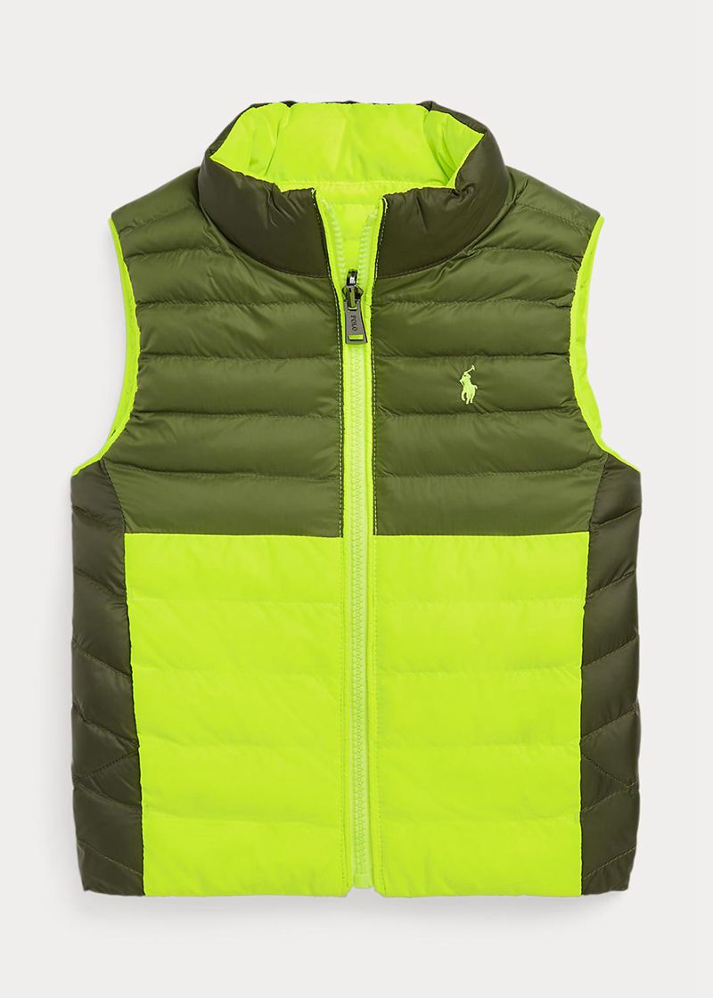 ラルフ ローレン ベスト ボーイ 緑 1.5-6 年 P-layer 2 Neon 可逆 Waistコート STDQJ1246